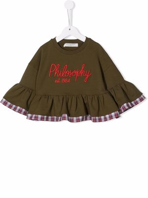 Philosophy Di Lorenzo Serafini Kids logo-print flared top - Green