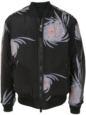 UNDERCOVER floral-print zip-up bomber jacket - Black