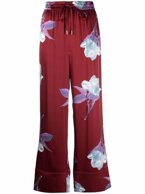 L'Autre Chose floral-print silk trousers - Red