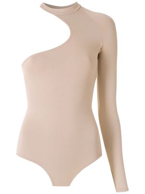 Amir Slama asymmetric long sleeve bodysuit - Neutrals