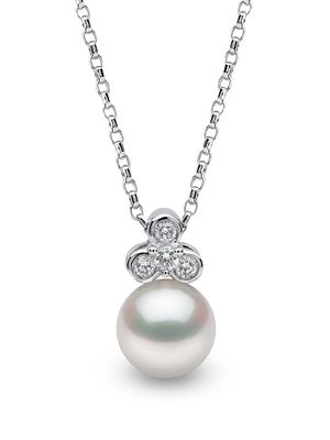 Yoko London 18kt white gold Trend freshwater pearl and diamond pendant necklace - Silver