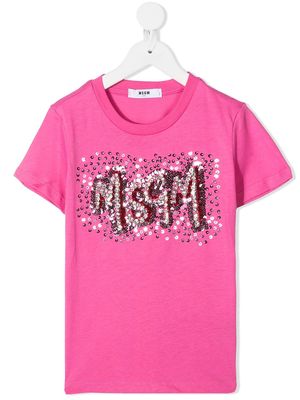 MSGM Kids sequin-embellished T-shirt - Pink