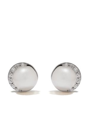 Yoko London 18kt white gold Trend freshwater pearl and diamond stud earrings - Silver