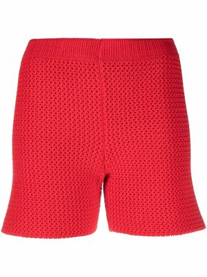 AMI AMALIA high-waisted chunky-knit shorts - Red