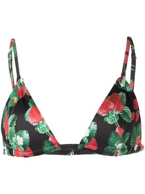Fleur Du Mal strawberry-print bikini top - Black