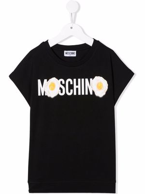 Moschino Kids egg logo-print T-shirt - Black