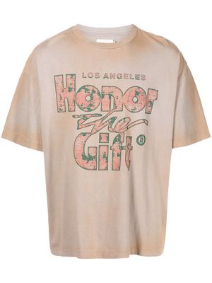 HONOR THE GIFT slogan-print cotton T-shirt - Brown