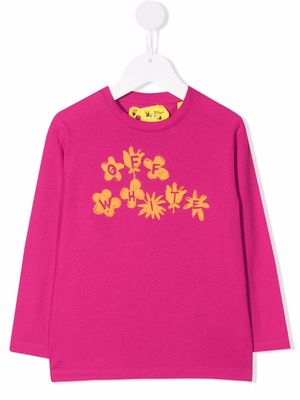 Off-White Kids flower logo-print cotton T-shirt - Pink