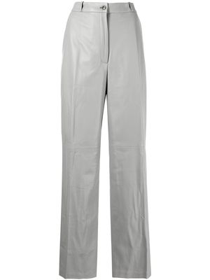 Loulou Studio straight-leg leather trousers - Grey