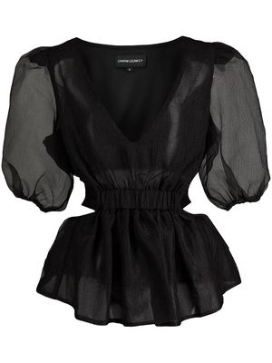 Cynthia Rowley organza cut-out blouse - Black