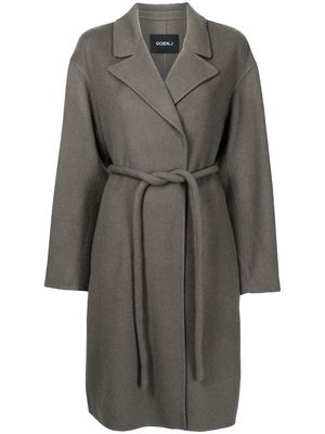 Goen.J peak-lapel belted coat - Grey