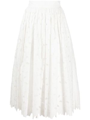 RED Valentino cut-out midi skirt - White