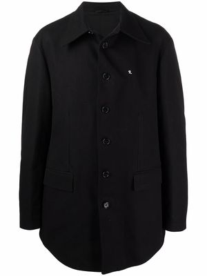 Raf Simons embroidered-logo button-fastening coat - Black