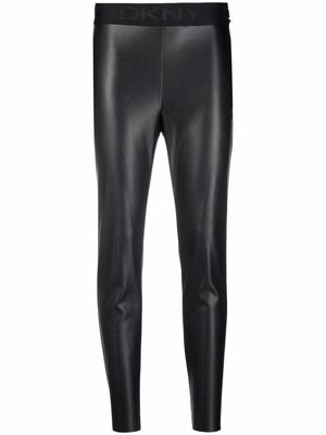 DKNY faux-leather cropped leggings - Black