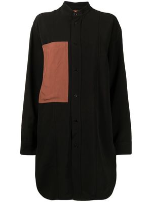 colville contrasting pocket long shirt - Black