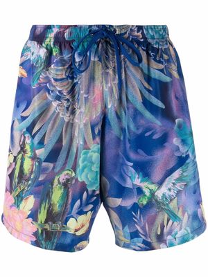 Moschino parrot print swim shorts - Blue