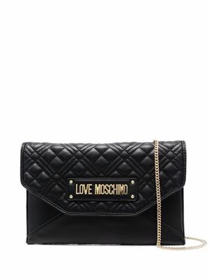Love Moschino logo-plaque quilted crossbody bag - Black
