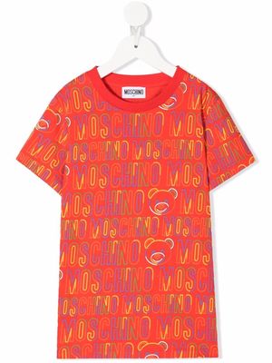 Moschino Kids all-over logo print T-shirt - Red