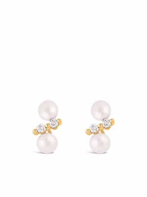 Dinny Hall 14kt yellow gold Shuga double pearl diamond stud earrings