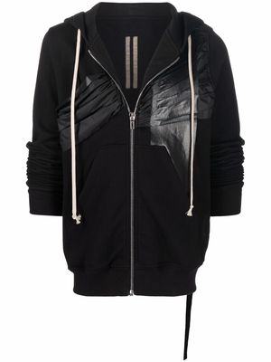 Rick Owens DRKSHDW pleated-patchwork zipped hoodie - Black