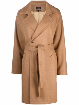 A.P.C. tied-waist coat - Brown