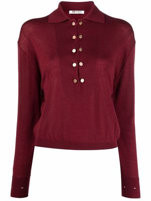 Ports 1961 long-sleeve wool polo top - Red