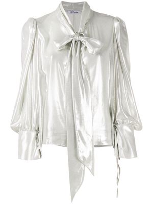 Parlor metallic pussy-bow blouse - Silver