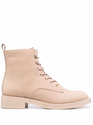 12 STOREEZ lace-up leather ankle boots - Neutrals