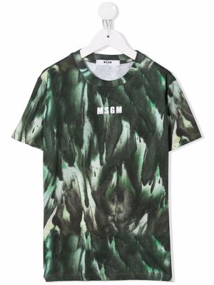 MSGM Kids TEEN abstract-print cotton T-Shirt - Green