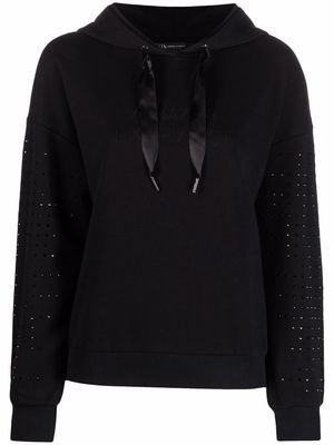 Armani Exchange embroidered-logo hoodie - Black