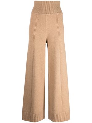 Galvan wide-leg wool trousers - Brown