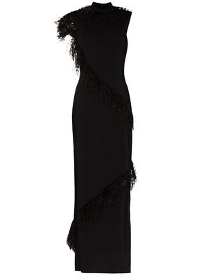 Christopher Kane feather-trim sleeveless gown - Black