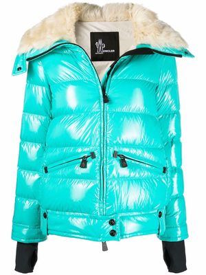 Moncler Grenoble shearling-collar padded short jacket - Blue