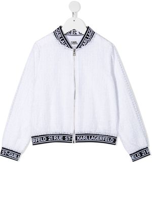Karl Lagerfeld Kids Ceremony organza bomber jacket - White