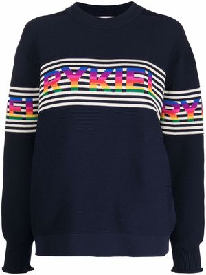 SONIA RYKIEL striped logo-knit jumper - Blue