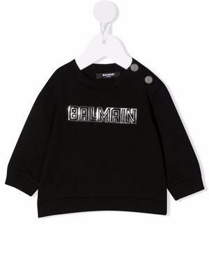 Balmain Kids metallic logo-print sweatshirt - Black