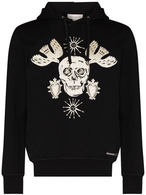 Alexander McQueen skull-embroidered cotton hoodie - Black