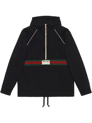 Gucci Web-stripe cotton hoodie - Black