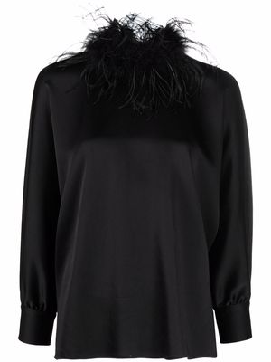 Styland feather-trim blouse - Black