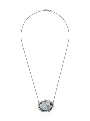 Kimberly McDonald 18kt white gold diamond framed geode necklace