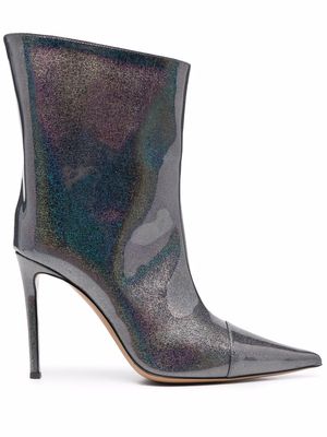 Alexandre Vauthier shine finish pointed toe boots - Grey