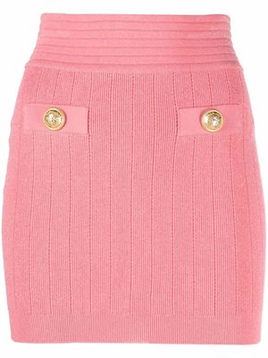 Balmain button-detail knitted skirt - Pink