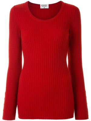 Chanel Pre-Owned 1990s round neck knitted jumper - Red
