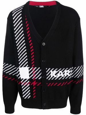 Karl Lagerfeld stripe-print button-up cardigan - Black
