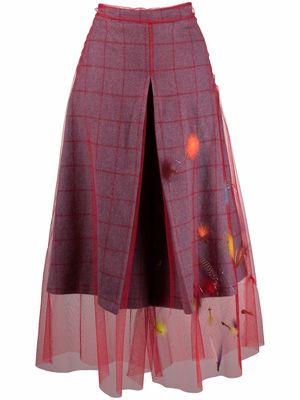 Maison Margiela inverted-pleated midi skirt - Red