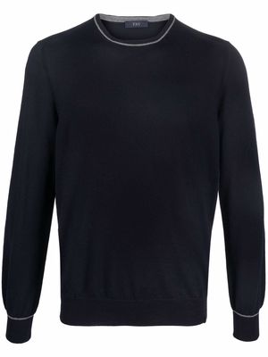 Fay elbow-patch crew neck jumper - Blue
