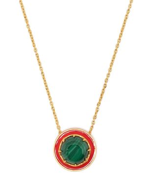 AKANSHA SETHI malachite red enamel button necklace - Gold