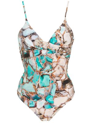 Lygia & Nanny abstract-print open-back swimsuit - Blue