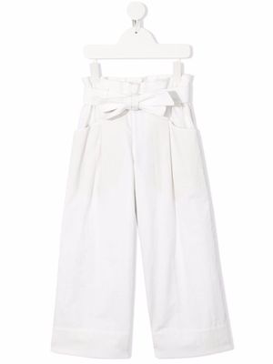 Brunello Cucinelli Kids belted high waisted trousers - White