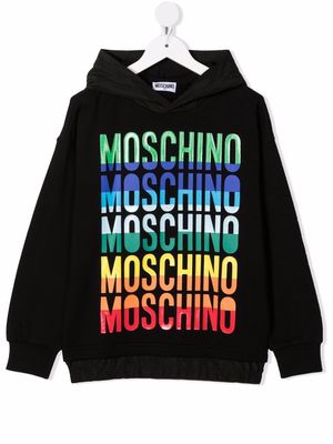 Moschino Kids logo-print cotton hoodie - Black